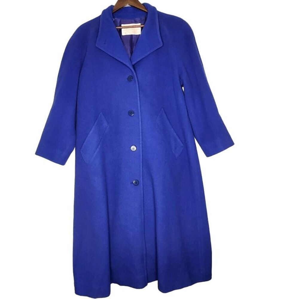 1970'S PENDLETON WOMANS VIRGIN WOOL LONG JACKET SIZE 6 COBALT BLUE MADE IN USA